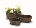 Garden Planter Wooden Barrel Plant Pot Oval Burnt Wood Rustic Various Sizes