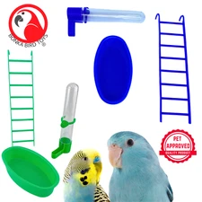 Bonka Bird Toys 3861 Pk3 Combo Small Bird Set Bath Ladder Water Well Cage Extra