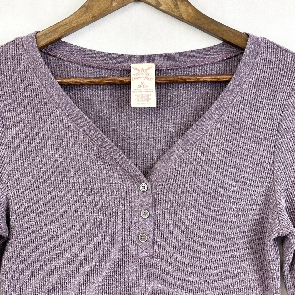 Faded Glory Women Henley Top Size Medium Y2K Clean Girl Elena Gilbert Bella Swan - Image 2 of 4