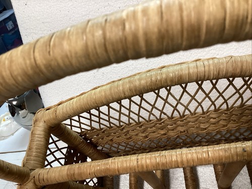 Portariviste vintage in legno curvato porta dischi bambù manici boho 19” MCM - Foto 9 di 20