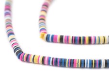Midnight Rainbow Vinyl Phono Record Beads 4mm Ghana African Multicolor Heishi