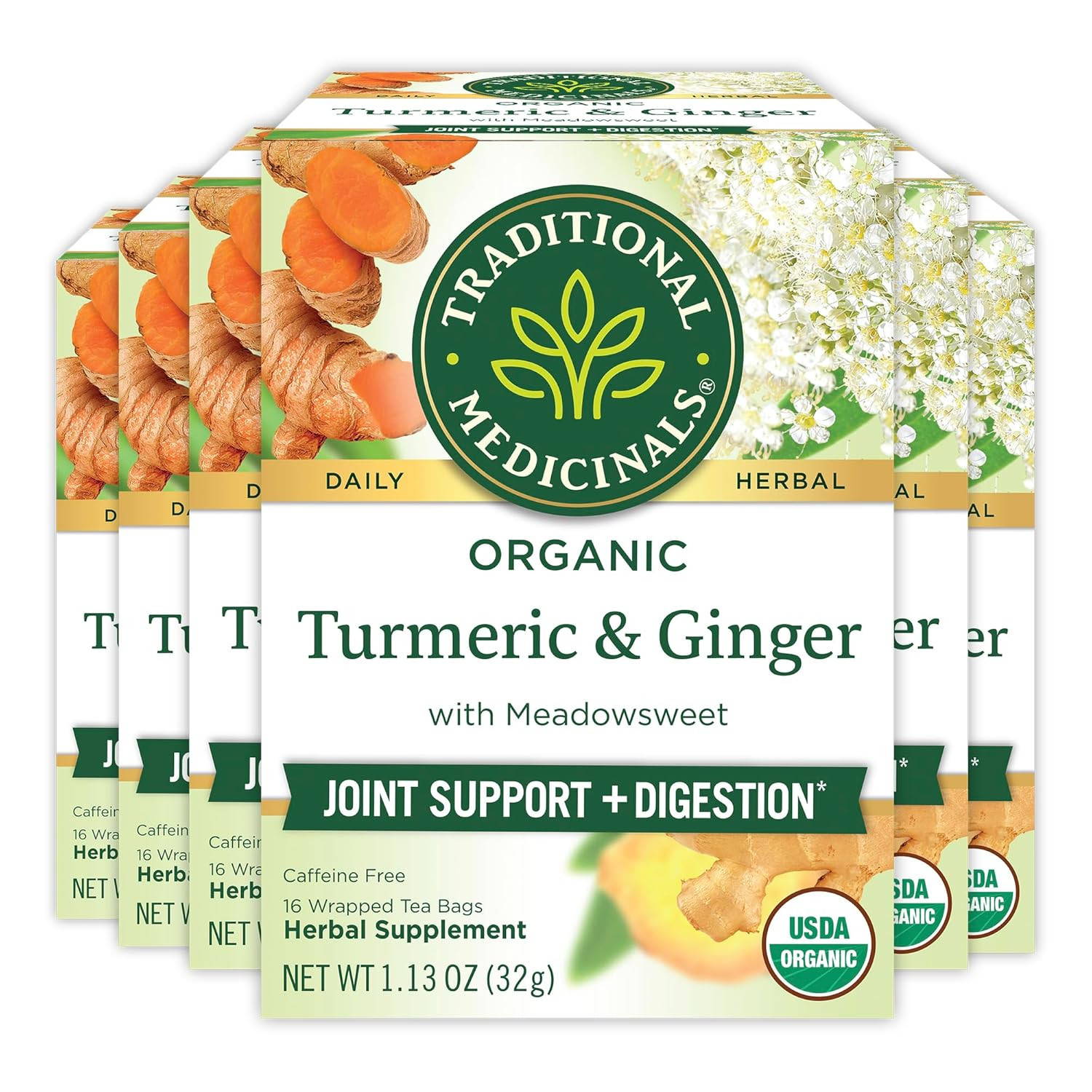 Traditional Medicinals Organic Turmeric Meadowsweet Ginger Tea Inflammation 96ct