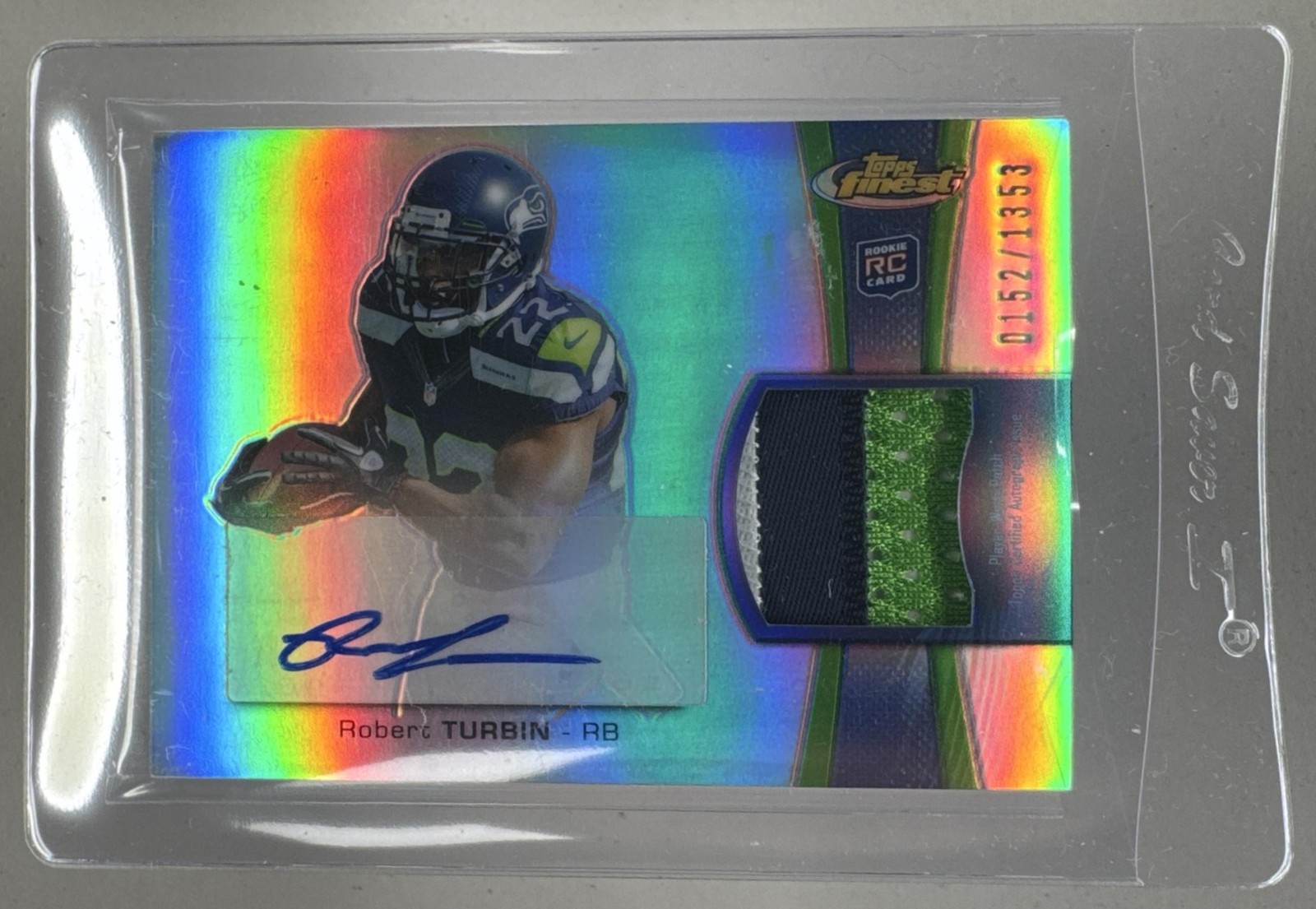Robert Turbin Finest Rookie Autograph Patch #RAPRTU Refractor