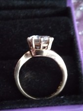 Very large CZ stone in 9k gold engagement ring;  size M