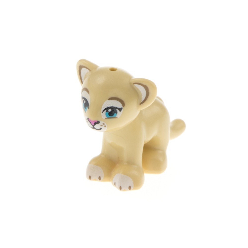 1X Lego Animal Lion Tiger Baby Beige Blue Eyes White Snout Friends 14734PB01