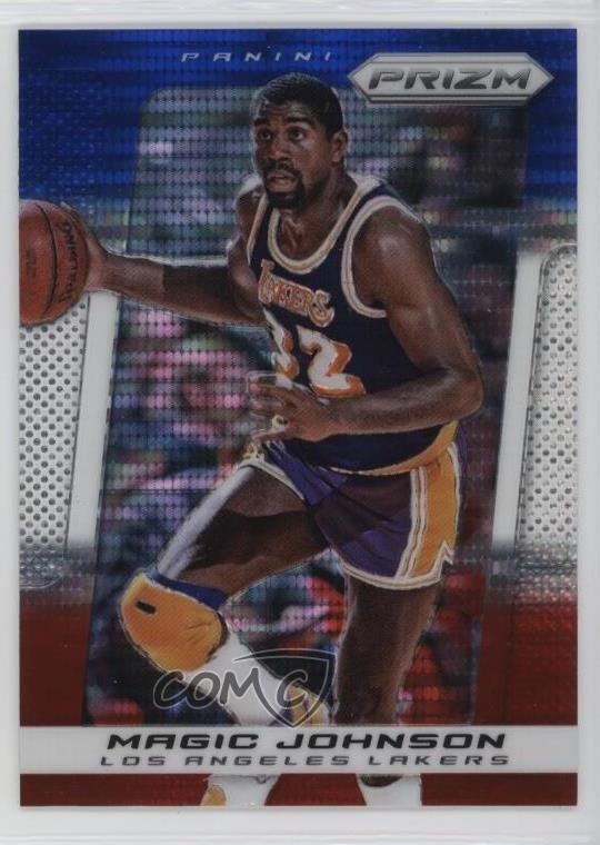 2013-14 Panini Prizm Blue White & Red Pulsar Prizm Magic Johnson #76 HOF