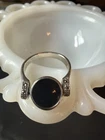 vintage circle  onyx & mother of pearl 925 silver flip ring sz 8 fidget spinner