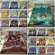 Kids Cartoon 3D Duvet Cover Pillowcase Single Double Queen Bedding Set Gift