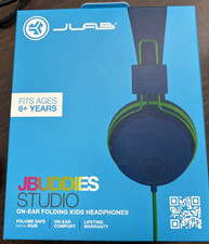 JLab JBuddies Studio On-Ear Kids Wired Headphones - Blue/Green NEW  