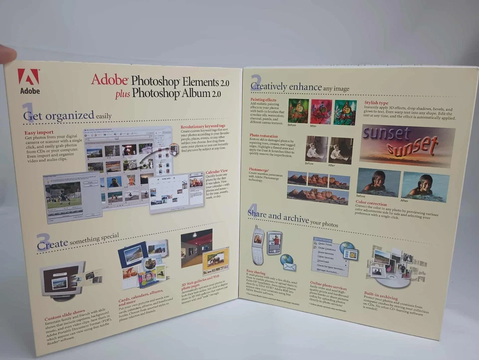 Adobe Photoshop Elements 2.0 PLUS Photoshop Album 2.0 BRAND NEW SEALED NOS - Image 2 of 4