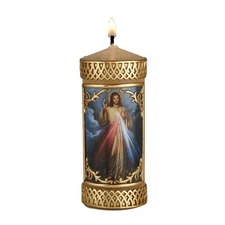 Divine Mercy Catholic Prayer Candle Hand Crafted, Unscented 4.75 Inch 1PCS