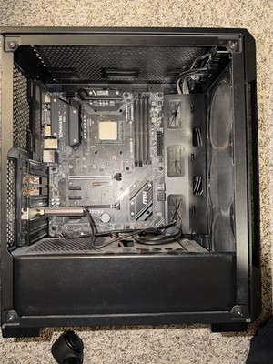 Black PC Tower Computer Case Chassis with Tempered Glass Side Panel, Empty