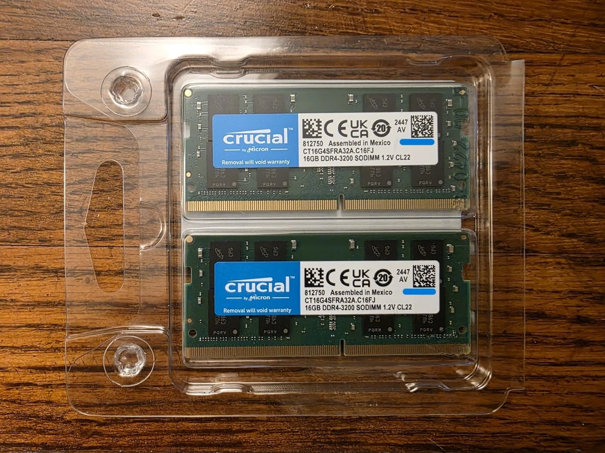New Crucial 32GB Kit (2 x 16GB), CT2K16G4SFRA32A, DDR4-3200 (PC4