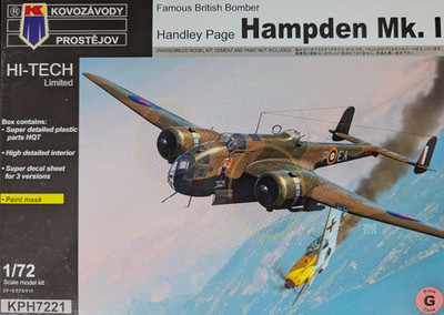 Kovozavody Prostejov KPH7221 - 1:72  Handley Page Hampden Mk.I  (ink. mask)