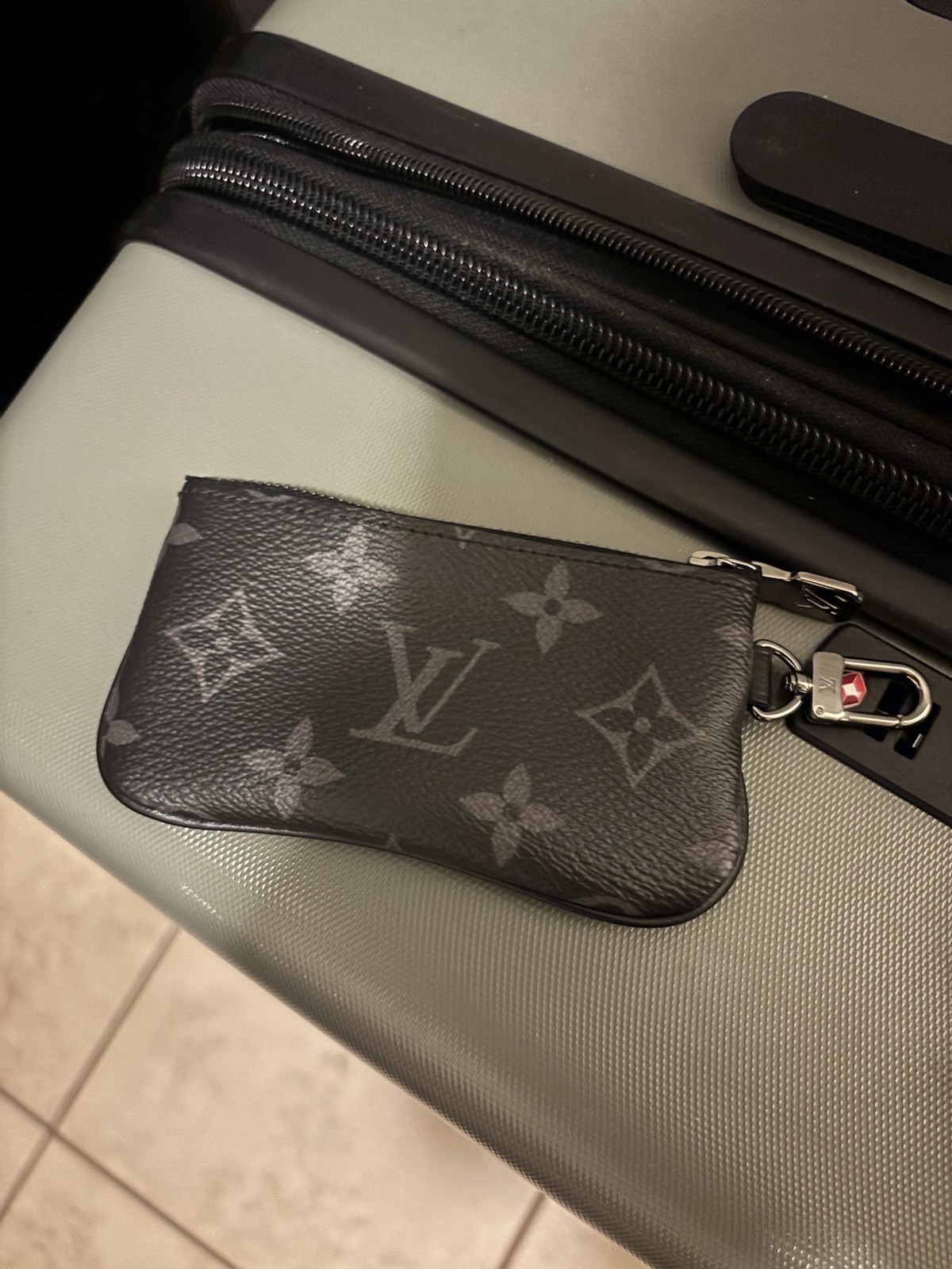 Louis Vuitton Monogram Zip-Around Wallet Gray Black Logo Accent Women's
