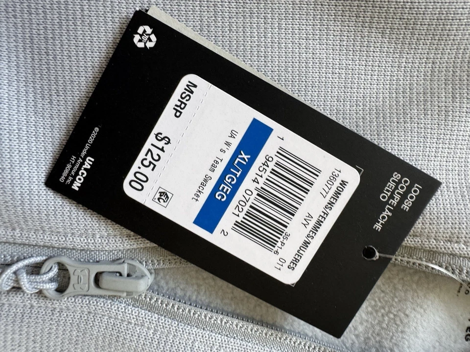 Under Armour Women's UA Team Swacket, Grey Hooded Waterproof Full Zip Sz XL $125 - Image 4 of 4