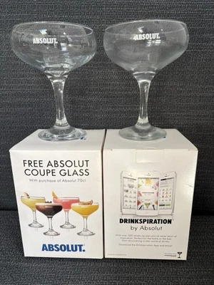Absolut Vodka Cocktail Martini Coupe Glasses Set of 2 Boxed - Image 1 of 4