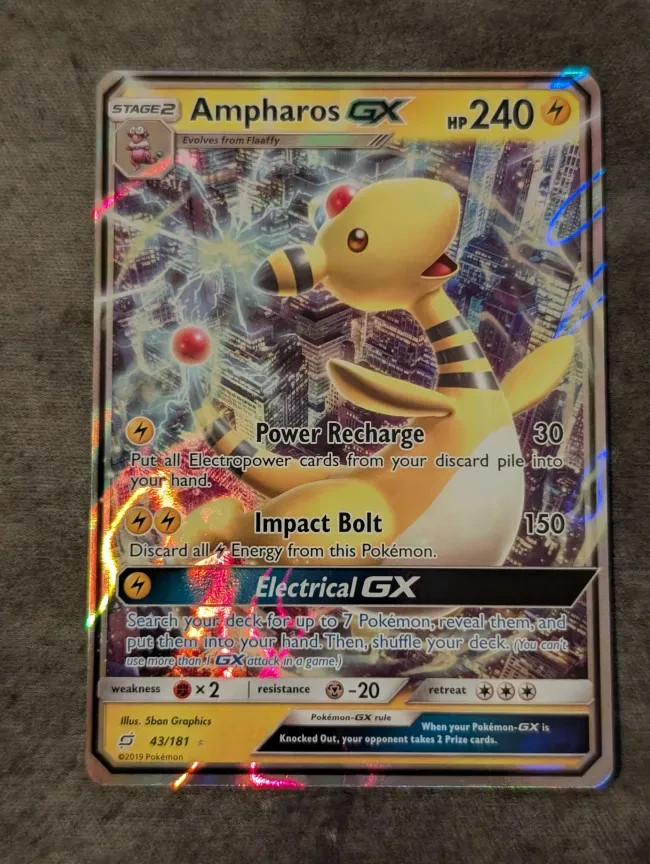 Ampharos GX 43/181 Near Mint Pokemon Team Up Sun & Moon Ultra Rare Card Shipnow