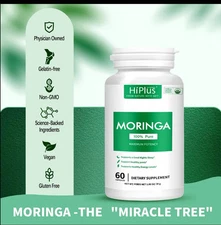 Moringa Capsules - Nutrient-Rich Superfood for Energy, Gut & Skin Health, 60ct