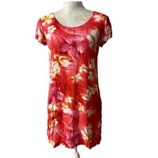 JAMS WORLD Hula Moon “Puanani Red” Hawaiian Floral Dress Made in Hawaii Sz S