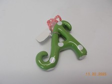Letter A initial monogram Christmas ornament 3-D polka dot