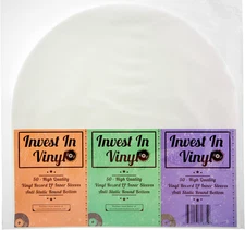 50 Anti-Static 12" round Bottom Inner Sleeves for LP Vinyl Records - Pack of 50