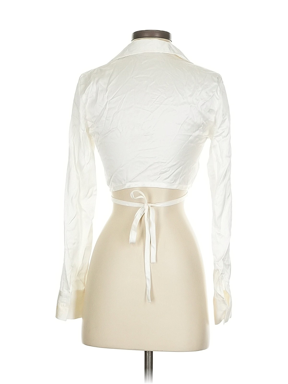 Zara Women Ivory Long Sleeve Blouse XS thumbnail 2