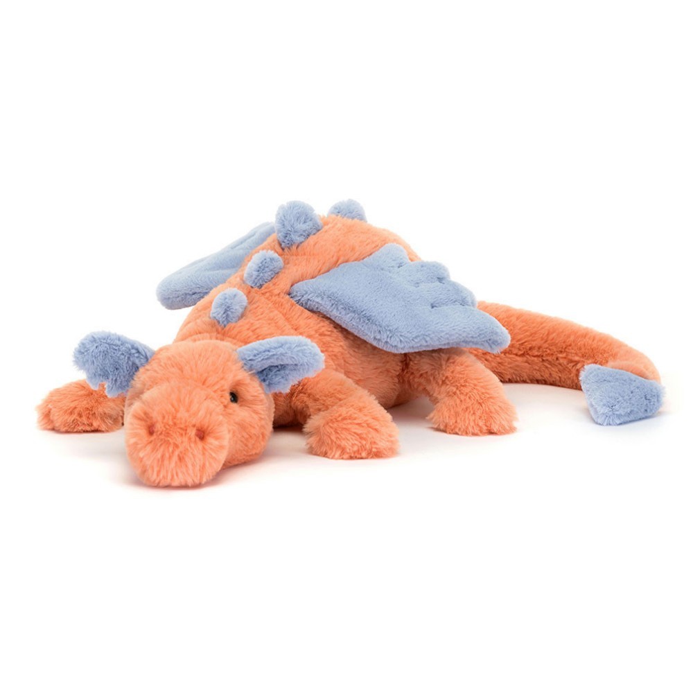Jellycat Persimmon Dragon Plush Toy with Warm Heart and Fiery