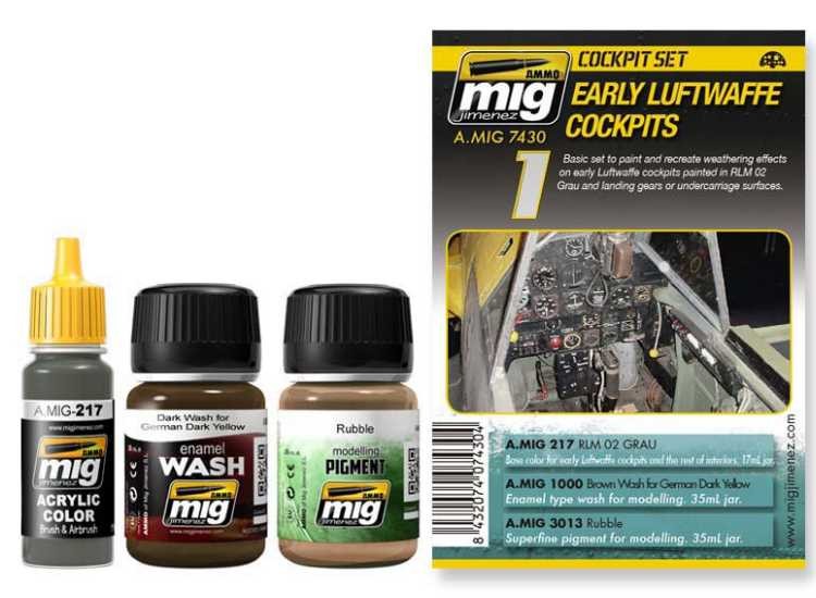 Ammo Mig A.Mig7430 35ml x2 & 17 - Early Lutftwaffe Cockpits Weathering Set