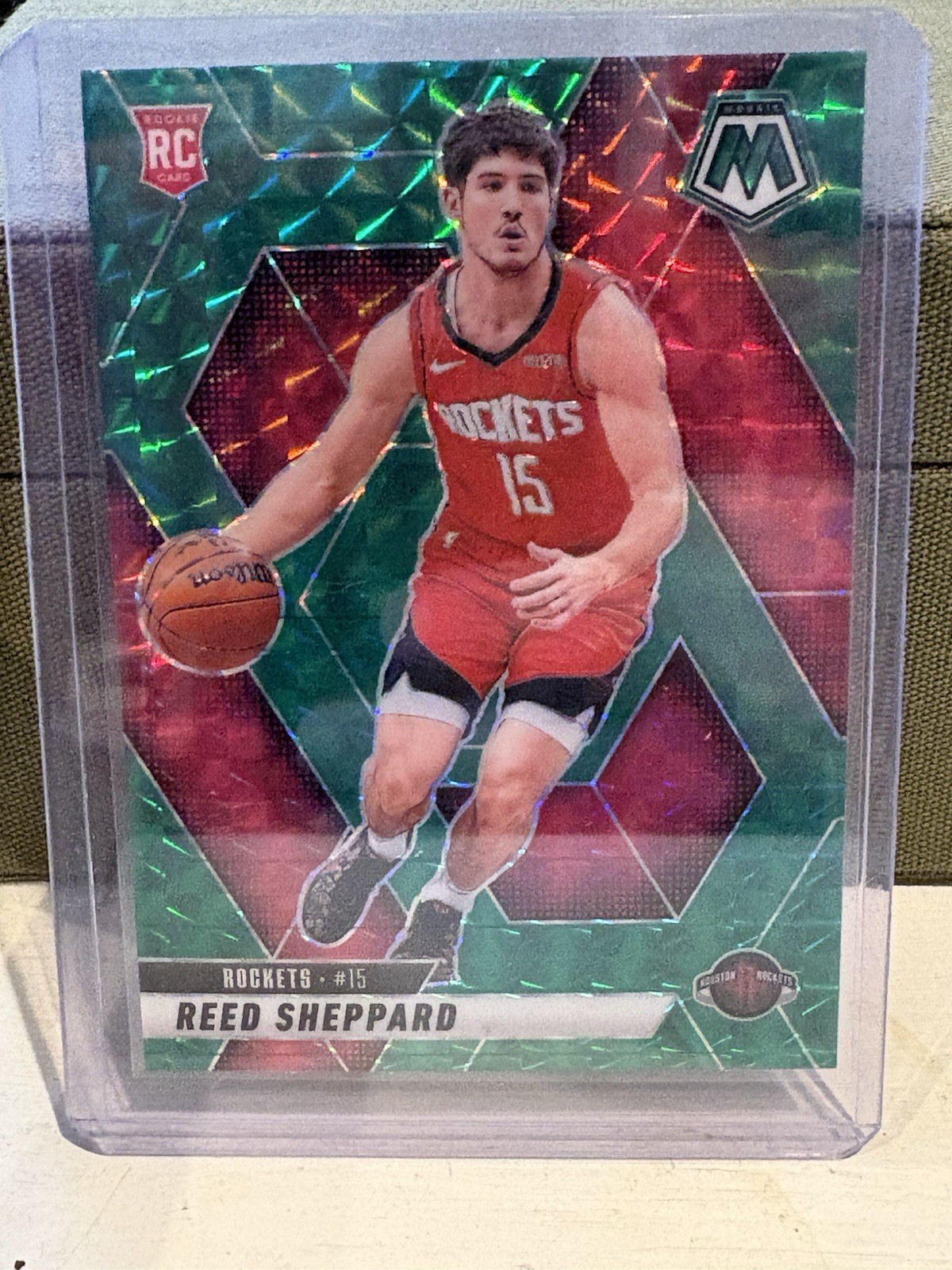2024-25 Mosaic Reed Sheppard Green Mosaic #249 RC Houston Rockets
