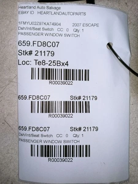 2007-2018 FORD ESCAPE MERCURY MARINER PASSENGER WINDOW SWITCH OEM - Imagem 4 de 4