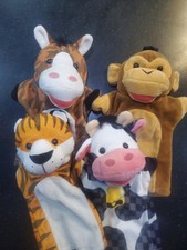 Lot of 4 Melissa and Doug Plush Animal Hand Puppets Zoo Friends Farm Friends