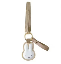 New Miffy Key Fob Keychain Leather Ring Charm Clip to Bag Purse Holder Khaki