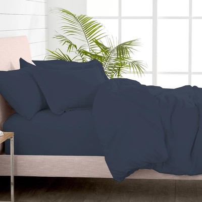 100% Cotton Full 3 Pc Duvet Cover + 1 Pc Fitted Sheet Set 400 Thread Count Da...