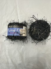 Vintage Berroco Yarn PLUME FX Metallic Black 6900 Polyester Eyelash Novelty