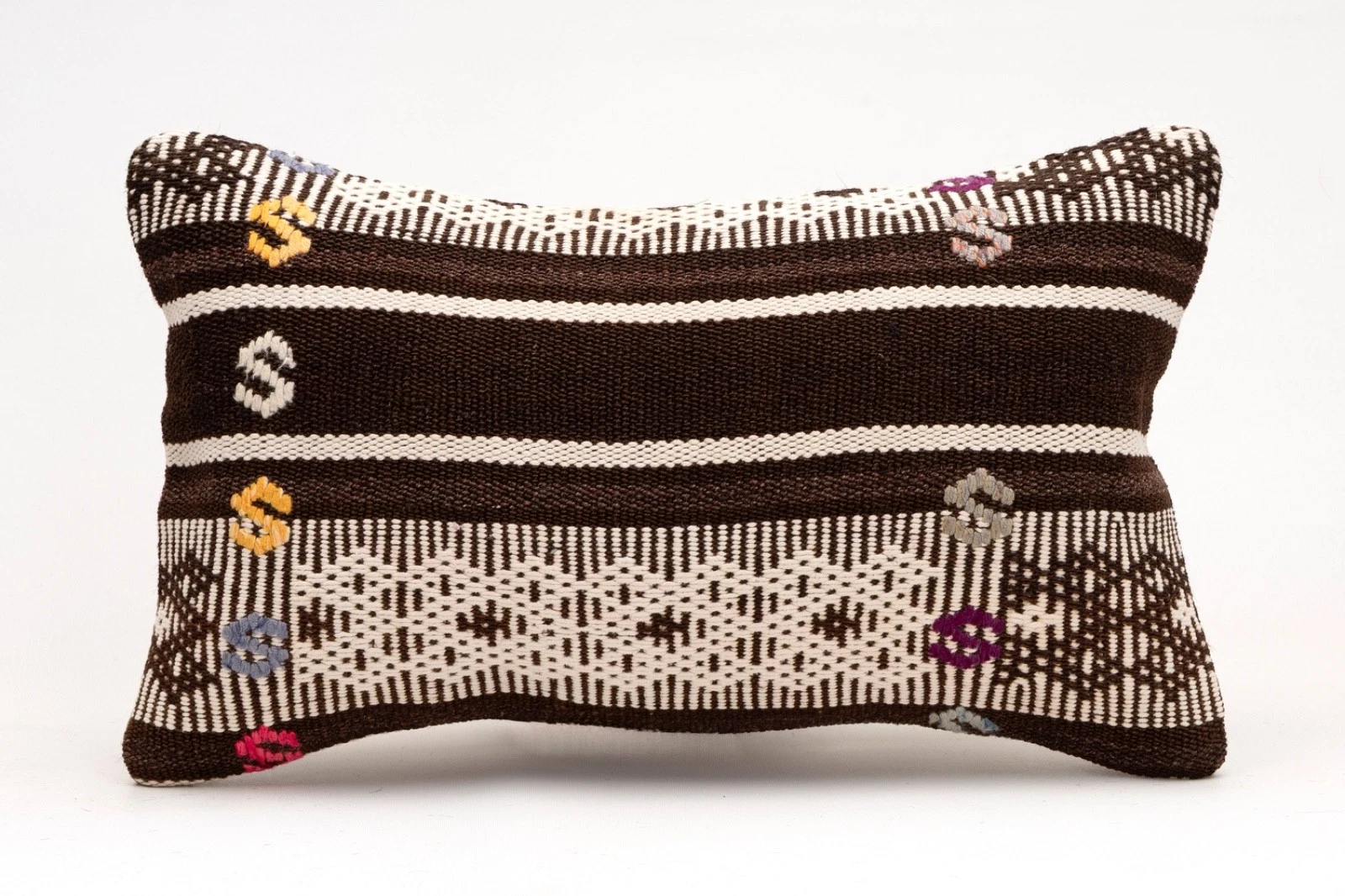 Decorative Pillow Cover, 12x20 in, Turkish Kilim Cushion, Boho Sofa Throw Pillow