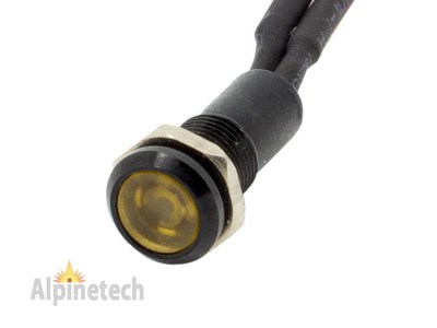 PLB6-A ATI 6mm 1/4'' Amber 12V  LED Metal Indicator Pilot Dash Light Black Body 