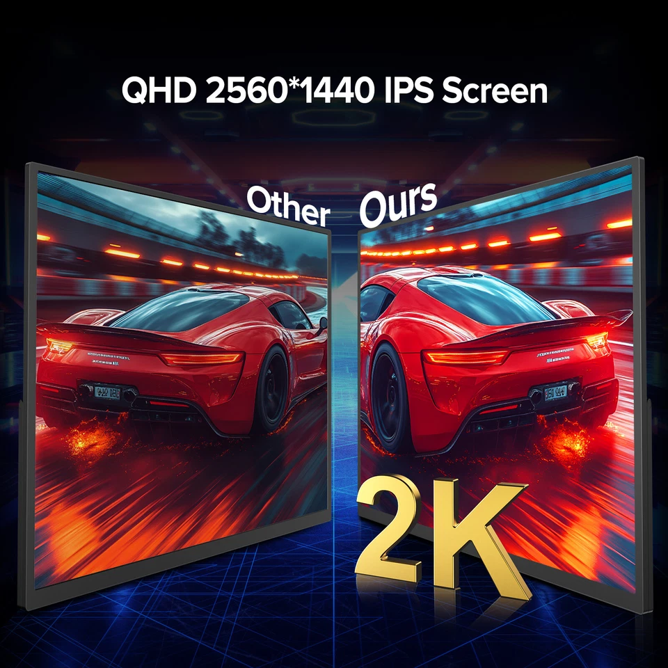 UPERFECT 24.5'' 2K 2560x1440 165Hz Portable Monitor PC Screen Freesync Gaming - Image 3 of 4