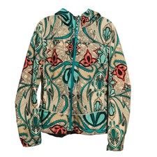 Women's Koppen Size L Jacket Coat Biome Print Hooded Zip Front Fleece Lined