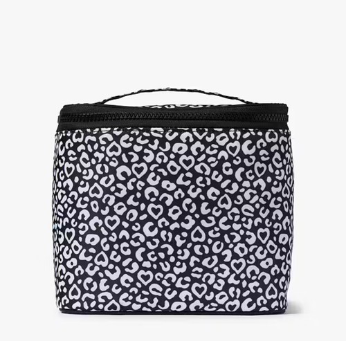 Neu mit Etikett Kate Spade Leopard Herz isolierte Brotzeittasche Tasche K247438 schwarz & weiß - Bild 1 von 2