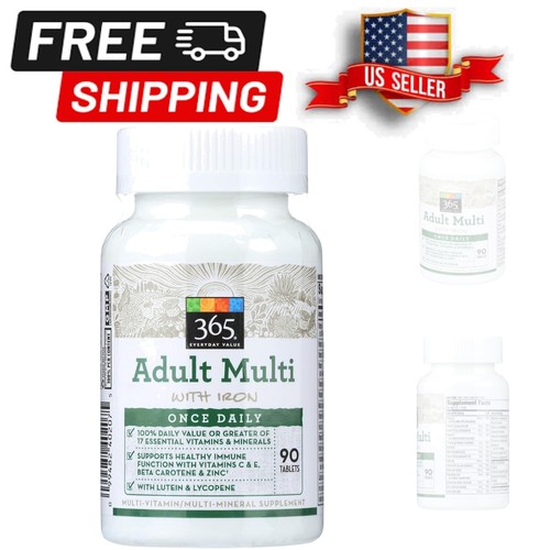 Daily Adult Multi with Iron, 90 Capsules - Immune Support Vitamins & Minerals