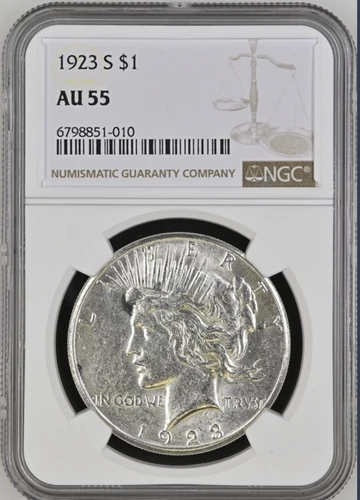 1923 S Peace Silver $1 NGC AU 55 B125