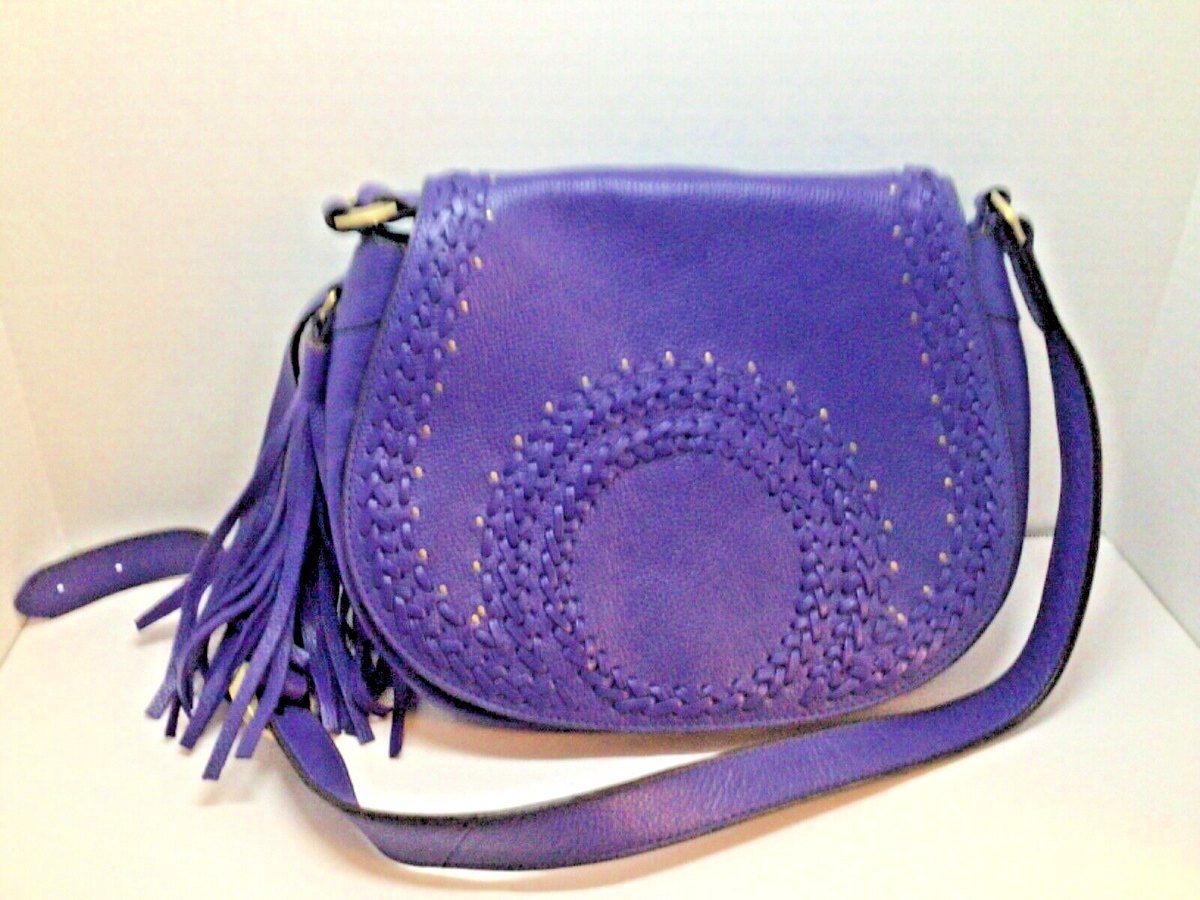 Pre-Owned Oryany Purple Pebbled Leather Purse W/Tassel Free  display picture 1