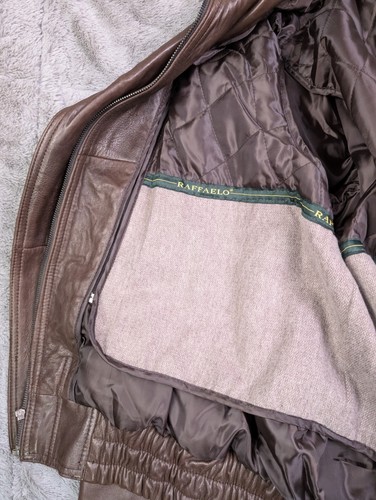Vintage Raffaelo Herren XL Leder Bomberjacke herausnehmbares Innenfutter Mantel 80er - Bild 8 von 12
