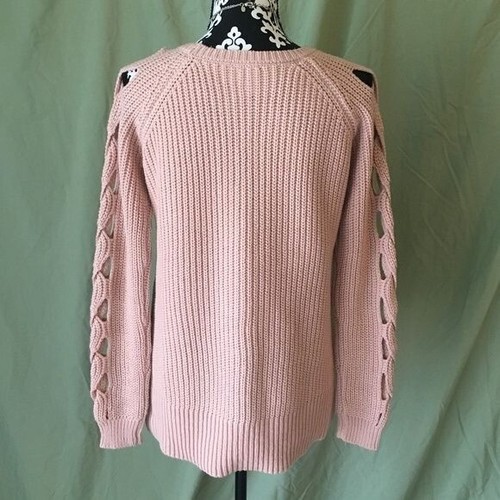Sky and Sparrow Sweater Women's S Boho Spring Pink Peekaboo Cut Out - Picture 3 of 9