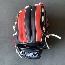 Youth 8.5" Baseball Glove Mitt Dick's Sporting Goods Black/Red RH Throw 