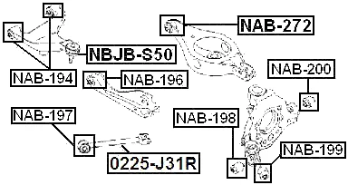 NAB-200 Febest REAR KNUCKLE BUSHING 55157-CA000, 43019-CG000, 43018-CG000, 55157 - Picture 2 of 4