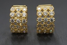 14K Solid Yellow Gold Beautiful 7MM Fancy Huggie With CZ Hoop Earrings.