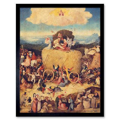 Hieronymus Bosch Haywain Triptychon Gemälde Wandbild Kunstdruck gerahmt 12x16