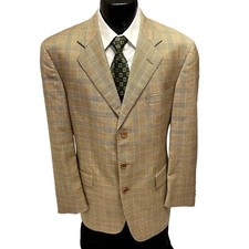 Brooks Brothers Golden Fleece Men GOLD Sport Coat OVERCHECK Jacket Wool Blazer
